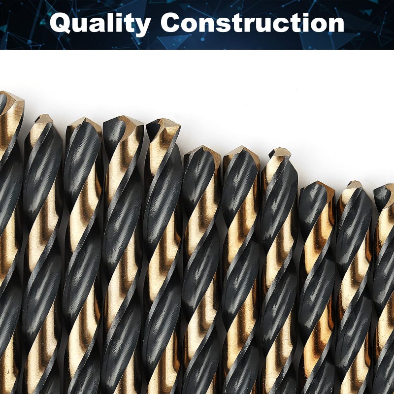 COMOWARE 60pcs Number Drill Bit Set, Wire Gauge #1 to #60, HSS M2 Drill Bit, 135Â° Split Point, Black and Gold Coated, Drill Bit Set for Metal/Plastic/Wood, with Index Case - Image 2